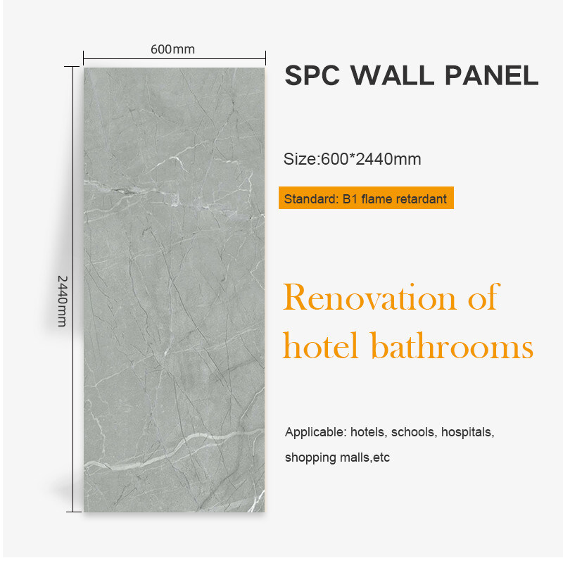 High Strength Waterproof SPC Wall Panel Tiles Modern Luxury Marble Finish Stone Plastic Composite Material