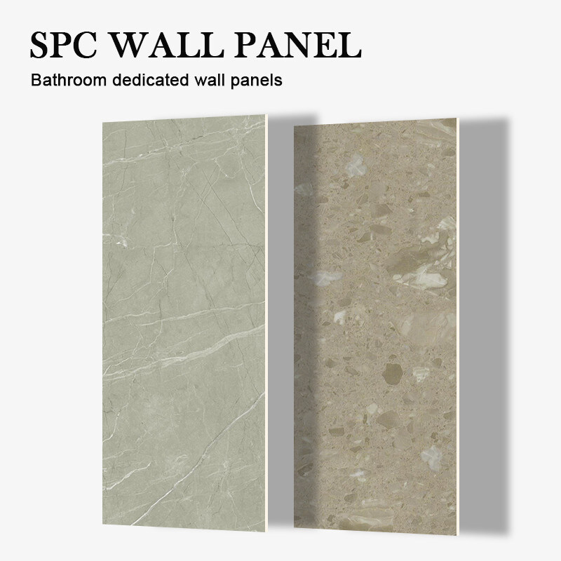 B1 Class Fireproof Spc Stone Crystal Composite Tile Morden Spc Wall Panel With Durable Waterproof Wear Resistant Layer