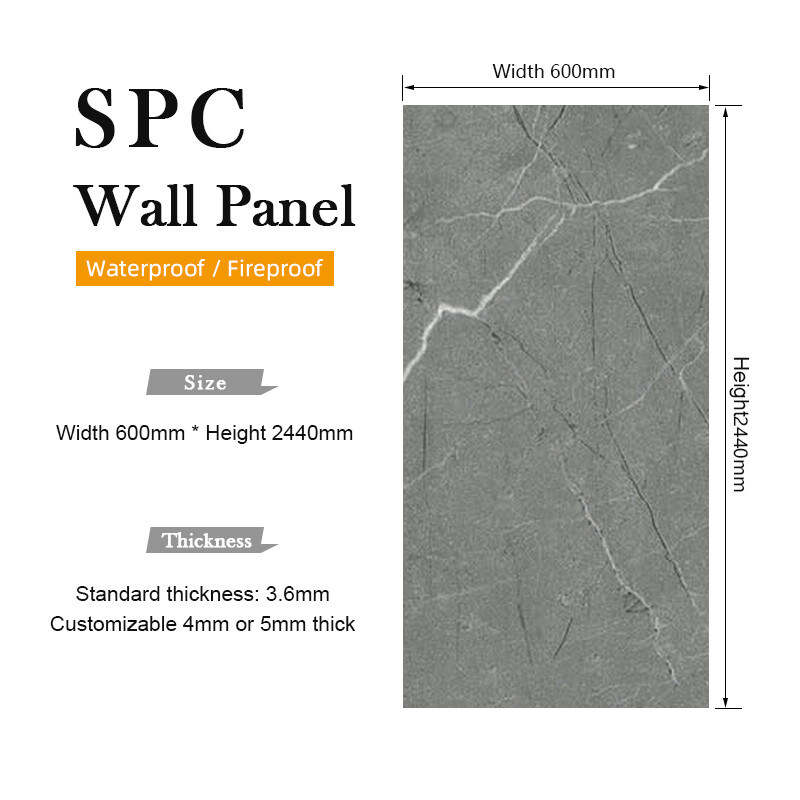Stone Plastic Composite SPC Wall Panels For Bathroom And Toilet Faux Tile Design Wall Paneling