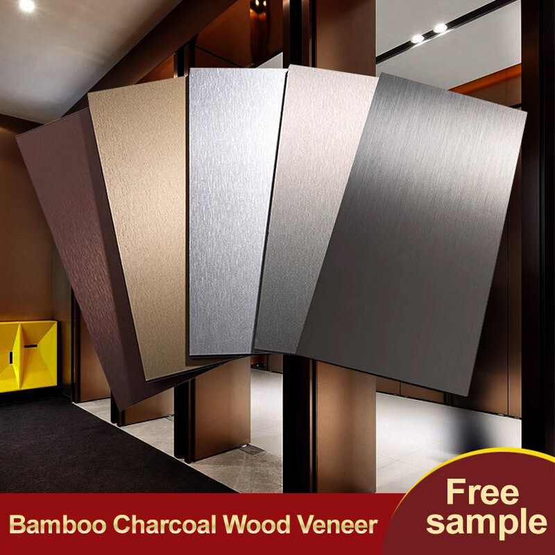 Interior Decoration Metal Wood Veneer Wall Panel Environment Friendly Bamboo Charcoal Wood Veneer