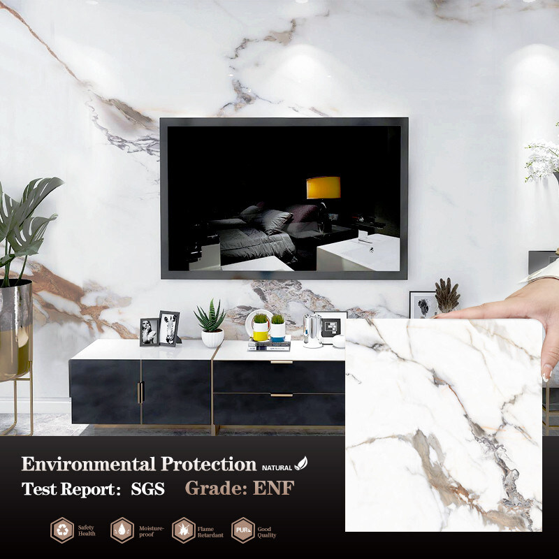 Marble Bamboo Charcoal Wood Veneer Panels Interior Decorative Marble Wall Panels