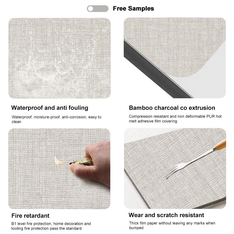 5 / 8mm Fabric Textured Decorative Panels Bamboo Charcoal Wood Veneer Board