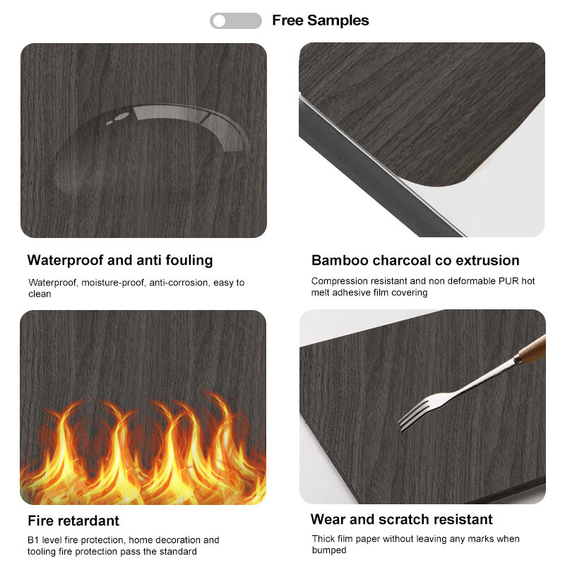 5mm Wood Grain PVC Wall Board Flexible Bamboo Charcoal Decorative Wall Panel