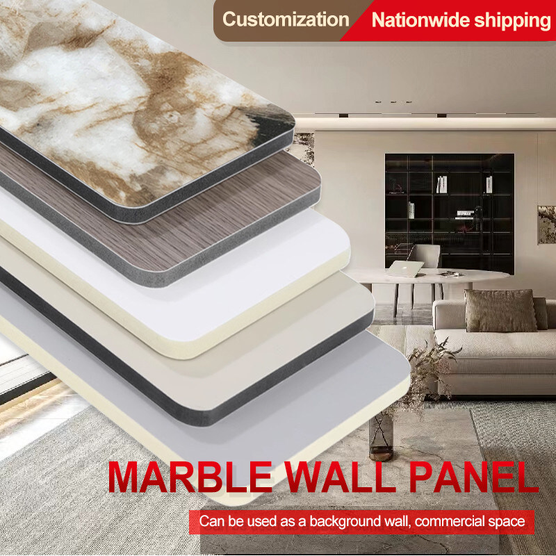 Marble Bamboo Charcoal Wood Veneer Panels Interior Decorative Marble Wall Panels