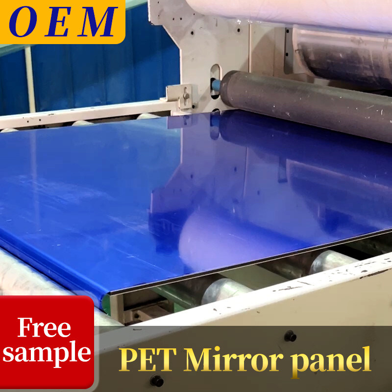 Hotel Light Luxury PET Decorative Bamboo Charcoal Wood Veneer Mirror Wall Panel