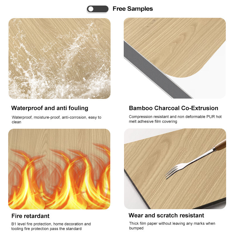 Moisture Proof Bamboo Charcoal Wall Board Wood Sheet For Modern Light Luxury Decoration