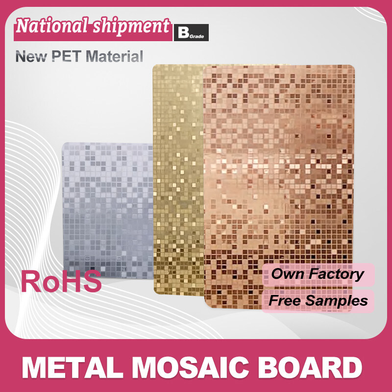 Wall Decorations For Home Bamboo Charcoal Board Moisture Proof PET Metal Mosaic Wall Panel