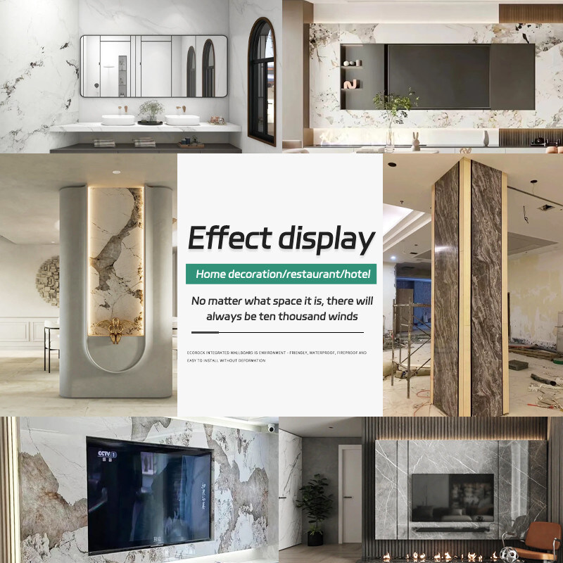 Home Decoration TV Background Wall Waterproof And Moisture-proof Marble Wood Veneer Wall Panels