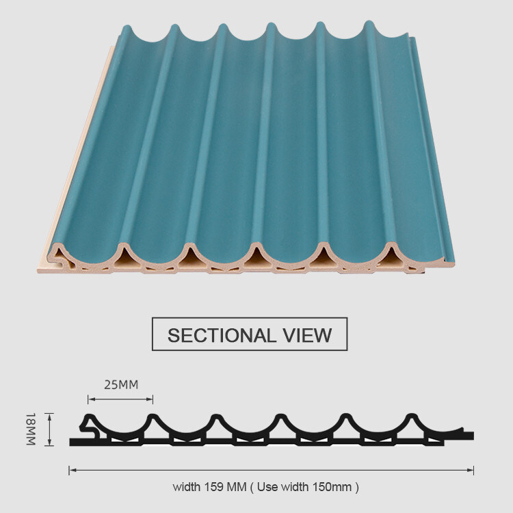 Decorative 3D WPC Wooden Ceiling Outdoor 15mm Round Grille Panel