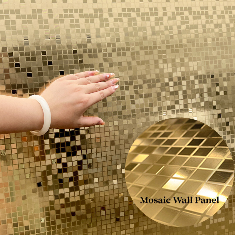 High Quality New Product Golden Metal Mosaic Bamboo Charcoal Co-Extruded Wood Veneer Panel