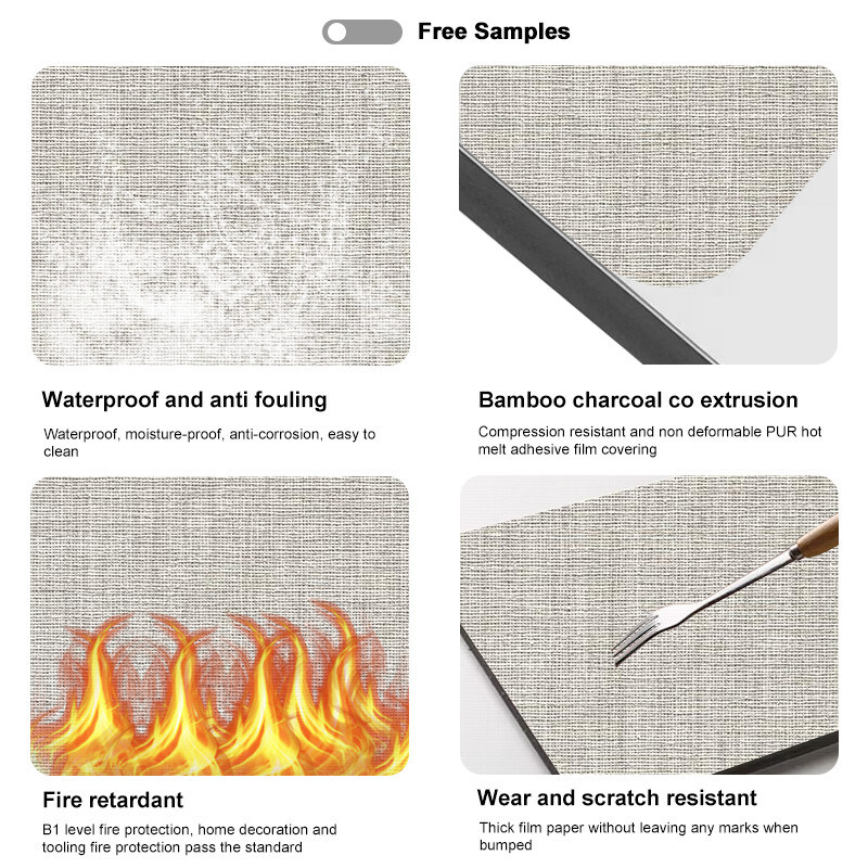 PVC Bamboo Charcoal Wood Veneer Interior Decorative Wood Wall Paneling