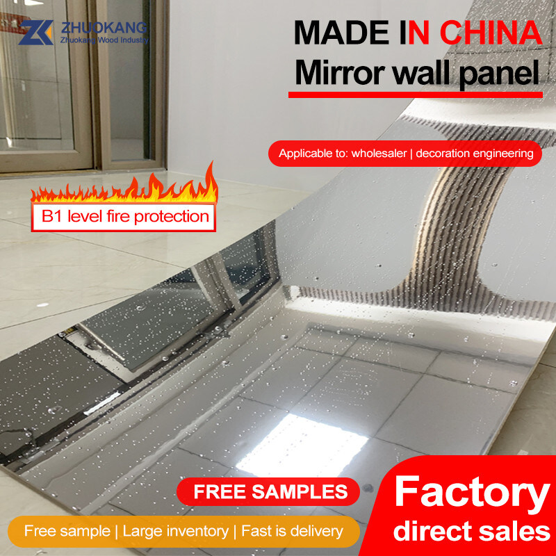 Interior Decorative 5mm Mirror Wood Wall Paneling PVC Wall Panel
