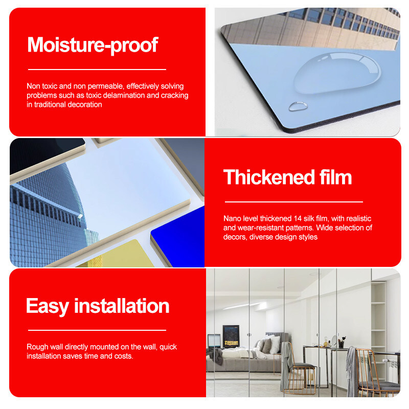 Interior Decorative 5mm Mirror Wood Wall Paneling PVC Wall Panel