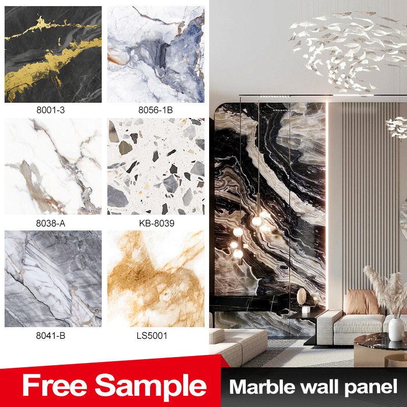 PET Marble Texture Decorative Wall Board Bamboo Charcoal Wood Veneer PVC Wall Panel