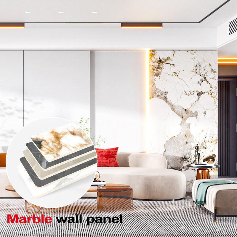 PET Marble Texture Decorative Wall Board Bamboo Charcoal Wood Veneer PVC Wall Panel