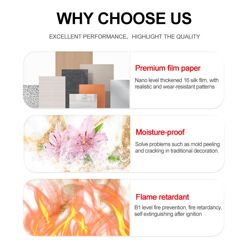 PET Marble Texture Decorative Wall Board Bamboo Charcoal Wood Veneer PVC Wall Panel