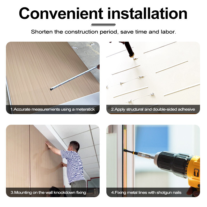 5mm / 8mm Interior Decorative PVC Marble Sheet Bamboo Charcoal Wall Board