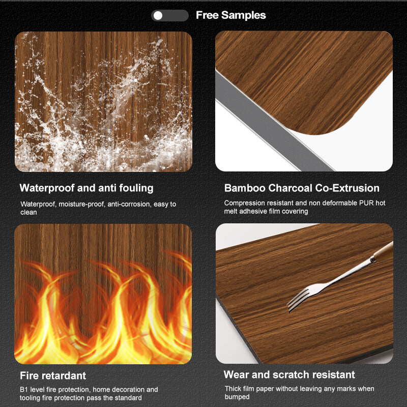 1.22m Width Modern Wood Panel Bamboo Charcoal Marble Panel For Hospitality Industry