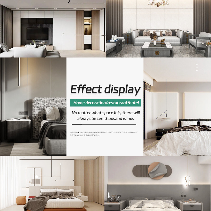 8 Mm Interior Decoration Bamboo Wood Fiber Wall Panel Fireproof Skin Feeling Wood Veneer