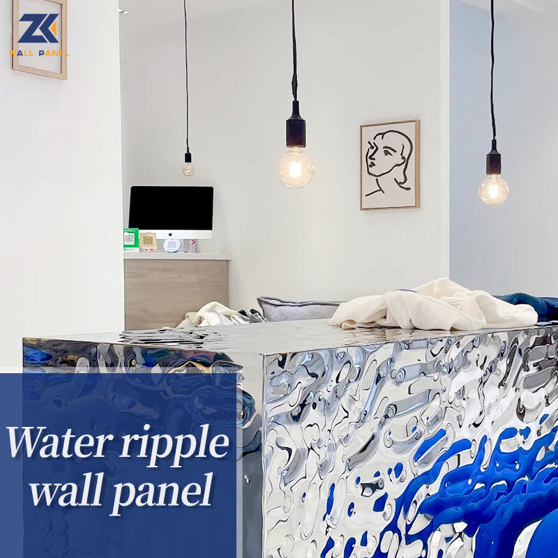 Decorative Fireproof Water Ripple 3D Wood Plastic Bamboo Charcoal Wall Panels