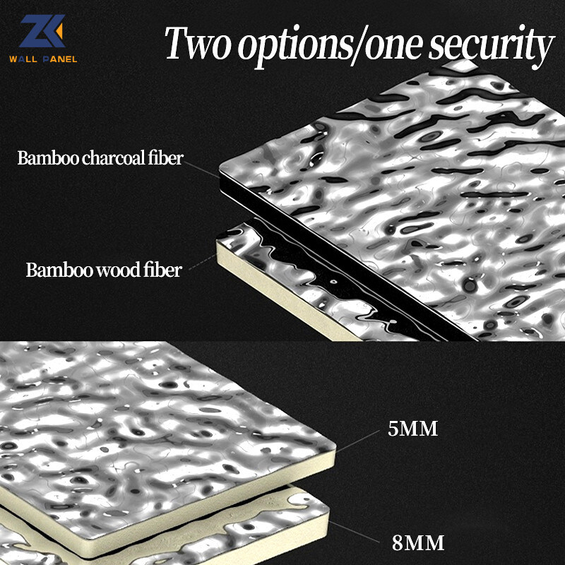 PET 3D Water Ripple Wood Veneer 8mm High Density Bamboo Charcoal Wood Wall Panel