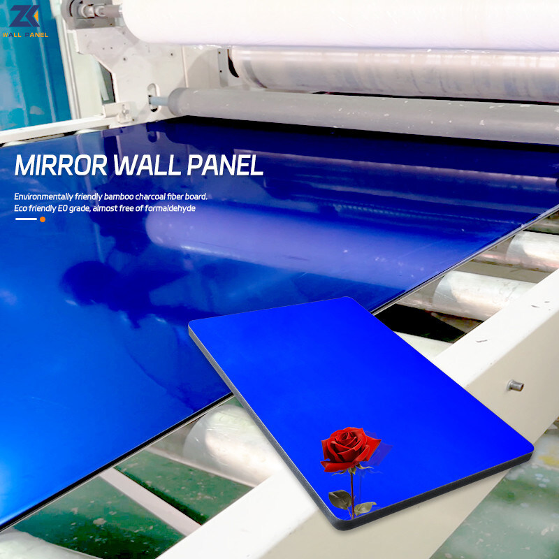 KTV Modern Light Luxury Mirror Wood Veneer Board Bamboo Charcoal PET Wall Panel