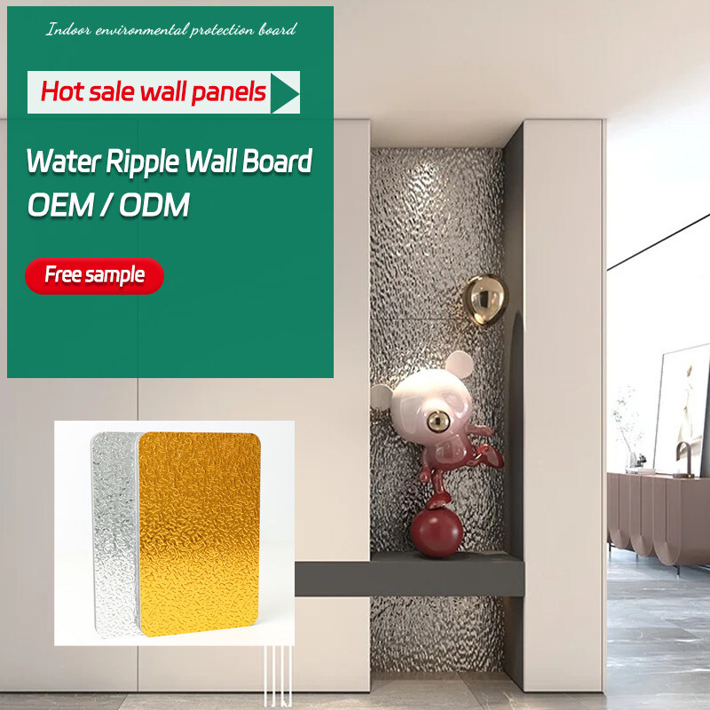 8mm Bamboo Wood Fibre Wood Panels Wall Decor Interior Paint-Free 3D Water Ripple Panels