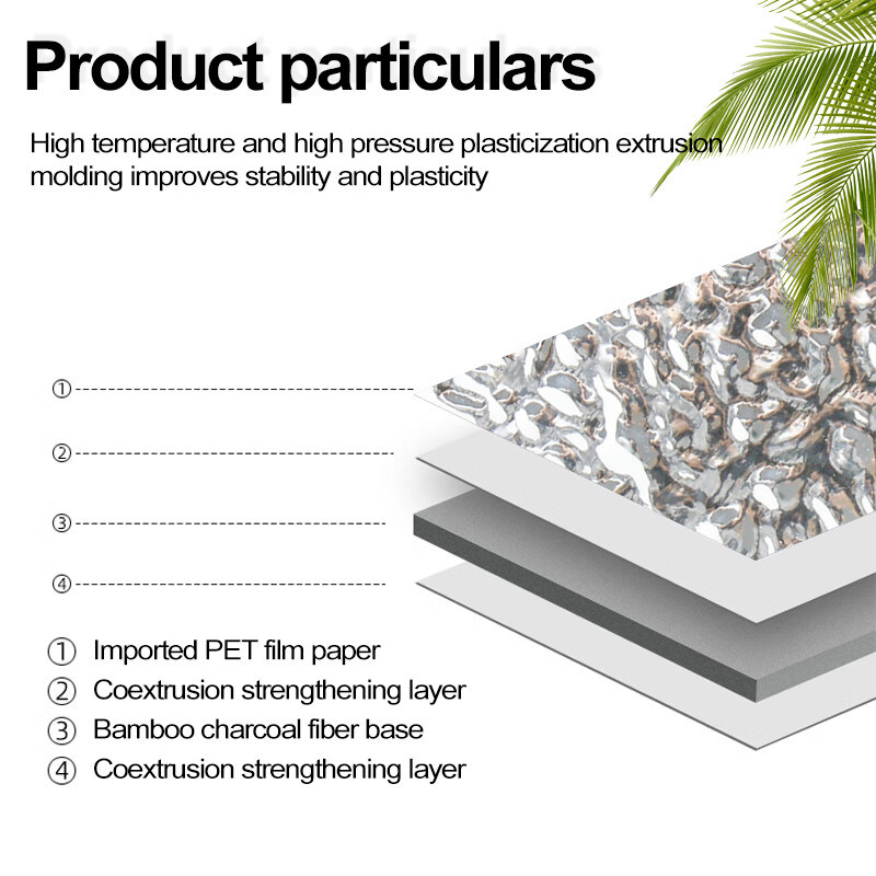 Waterproof Decorative Wall Panels Water Wave Pattern Bamboo Charcoal Wood Veneer Panels