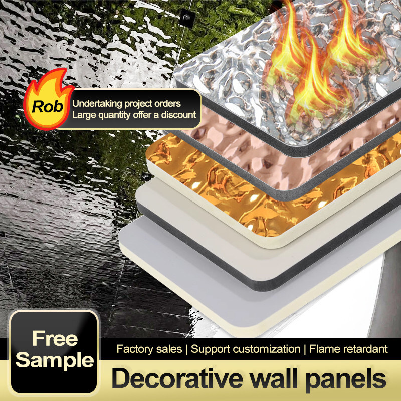 Waterproof Decorative Wall Panels Water Wave Pattern Bamboo Charcoal Wood Veneer Panels