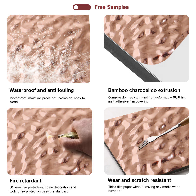 Waterproof Decorative Wall Panels Water Wave Pattern Bamboo Charcoal Wood Veneer Panels