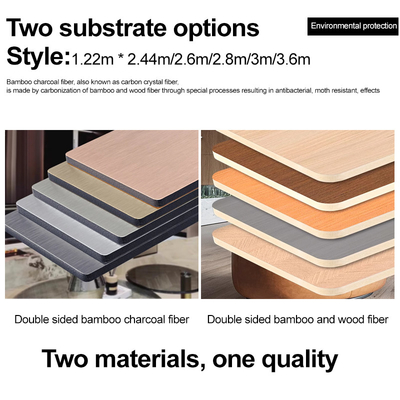 1200*2440 Bamboo Charcoal Wood Veneer Panel Siding Wood Grain Bamboo Crystal Panel