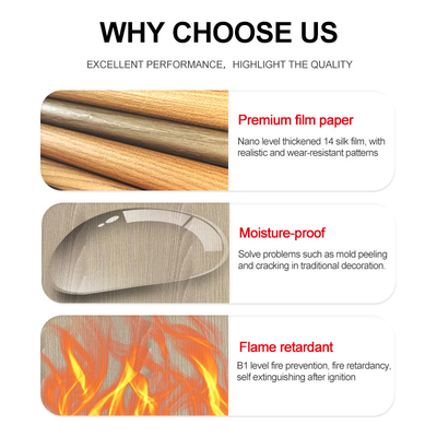 5MM 8MM Wood Grain Wood Veneer Bamboo Charcoal PVC Wall Panel